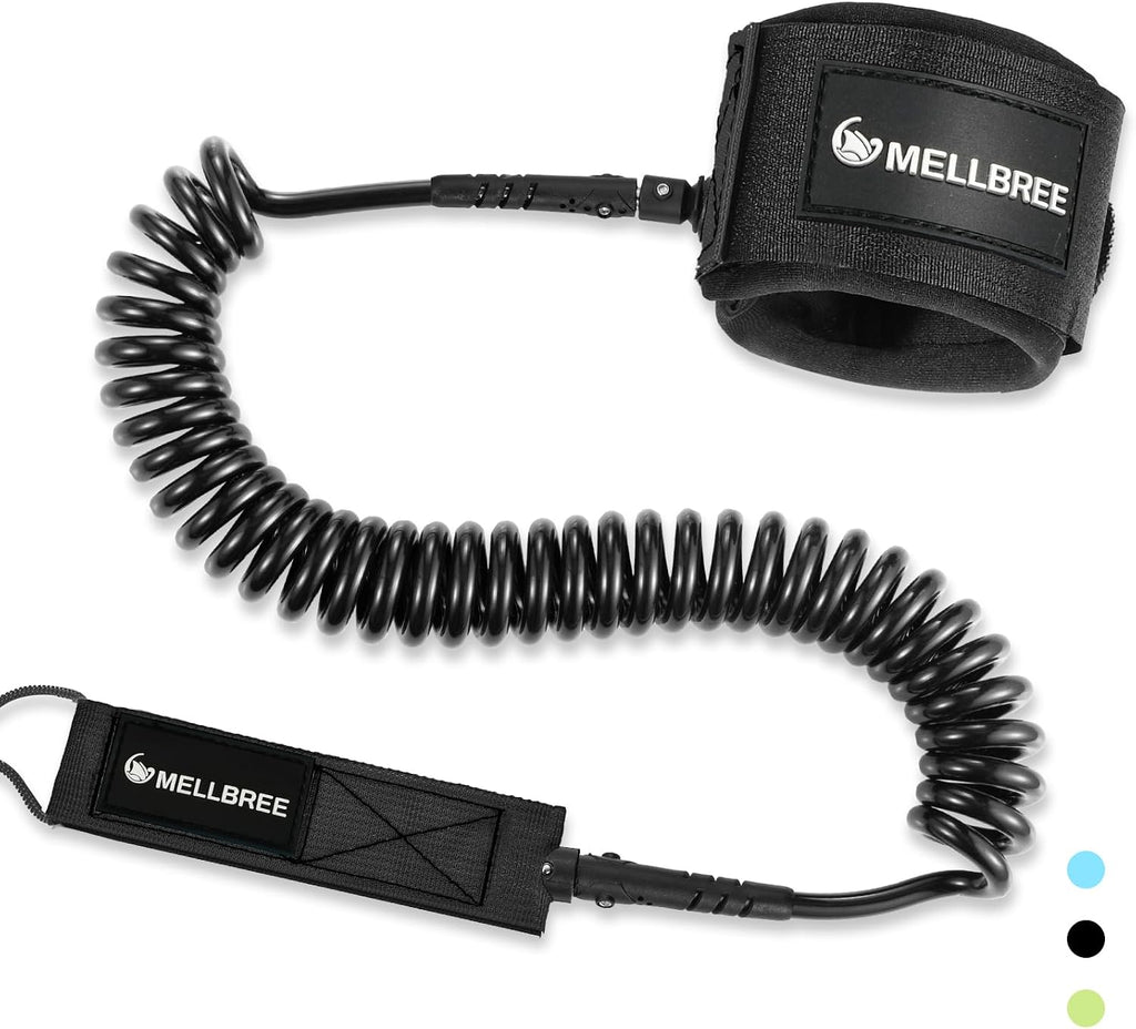 Mellbree coiled paddleboard leash 10ft 7mm Green Yellow