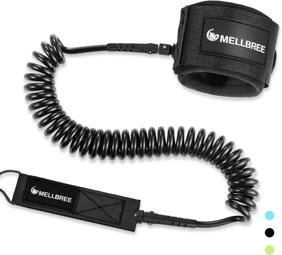 Mellbree coiled paddleboard leash 10ft 7mm Green Yellow