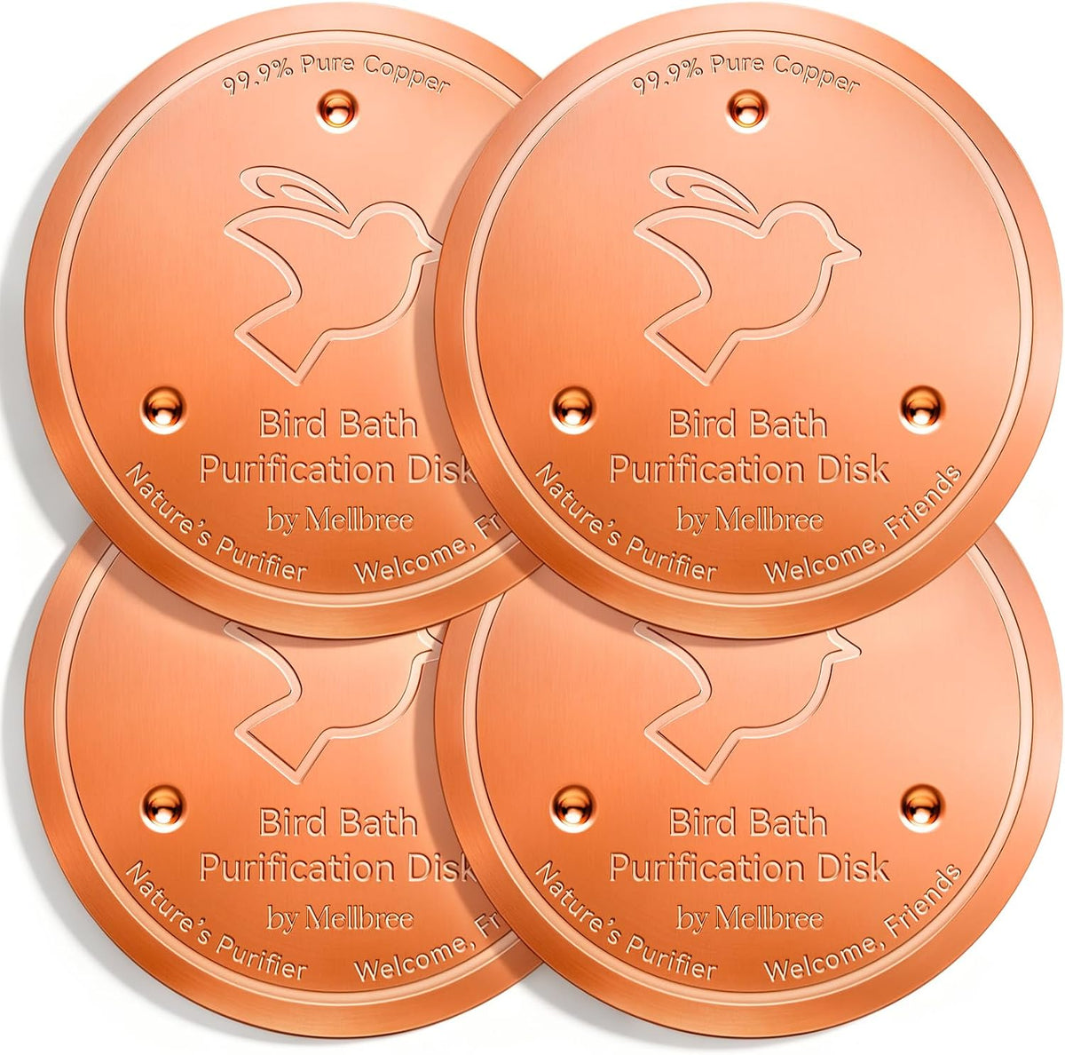 Mellbree 4-Pack Copper Flower bird bath copper accessory