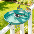 Mellbree 12-inch deck-mounted metal bird bath with railing clamp