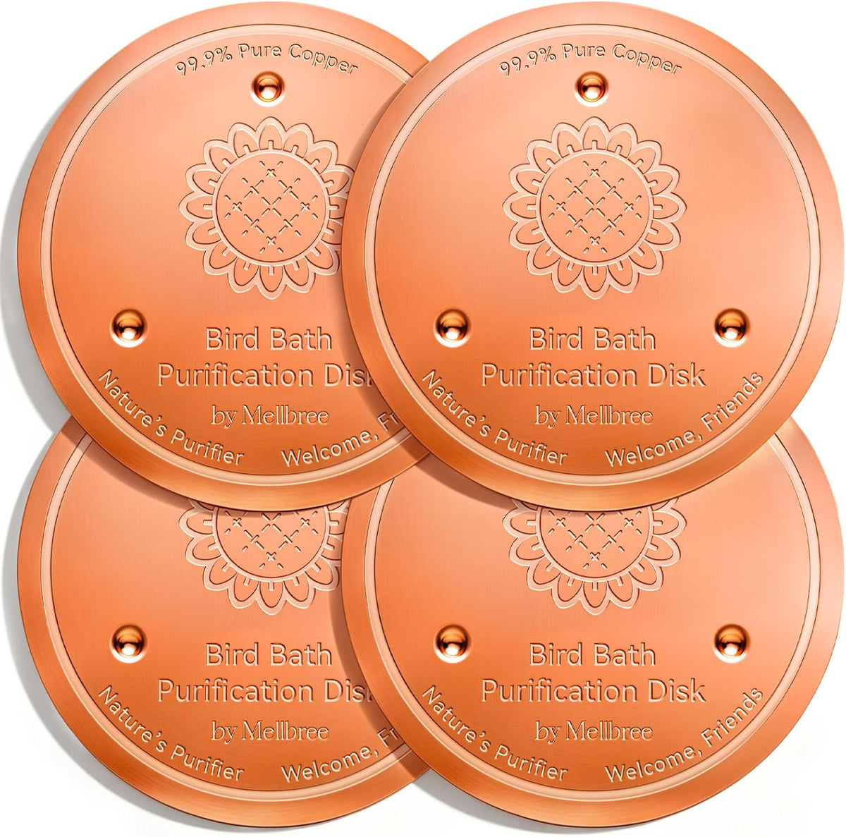 Mellbree 3-Pack Copper Sunflower bird bath copper accessory