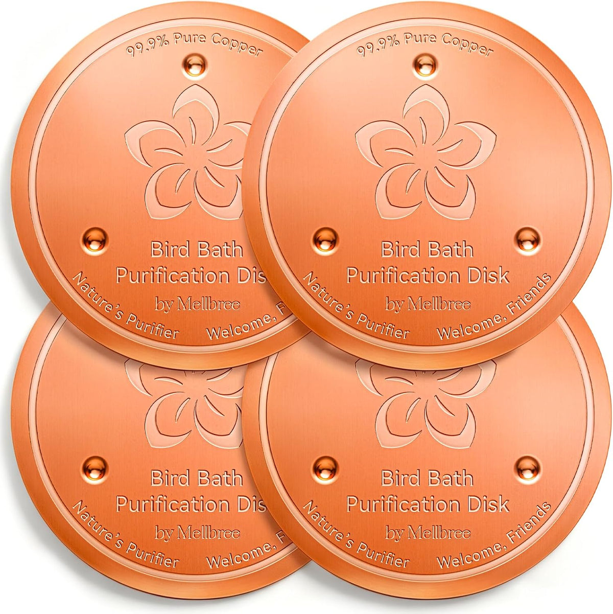 Mellbree 3-Pack Copper Flower bird bath copper accessory